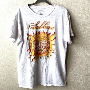 Sublime Mens Graphic Shirt Size Large Short Sleeve White Yellow